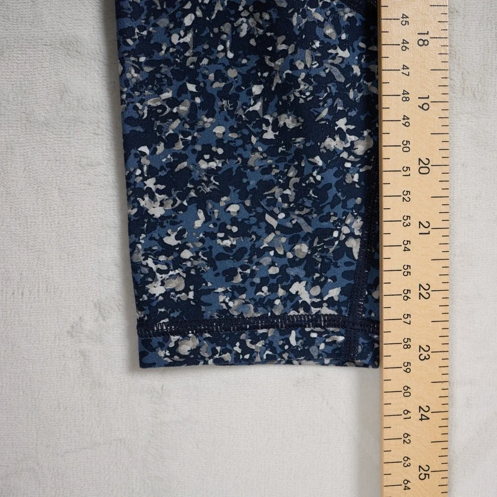 Athleta Medium Leggings Blue Speckled Mesh Panel High Waisted Performance Womens